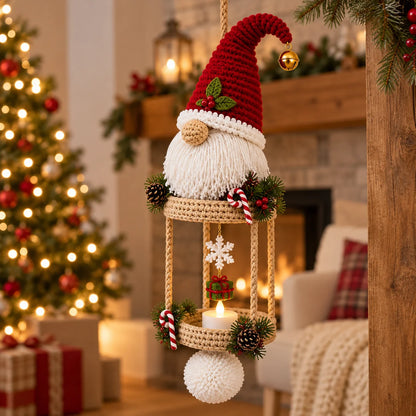 Christmas Gnome Hanging Lantern Crochet Pattern – LED Tea Light Holder