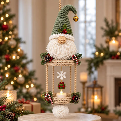 Christmas Gnome Hanging Lantern Crochet Pattern – LED Tea Light Holder