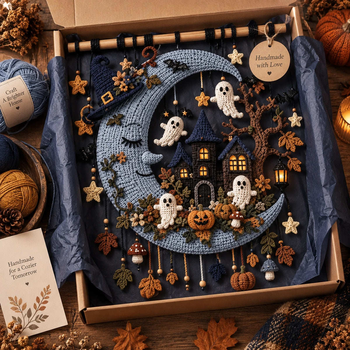 Moonlight Hollow Crochet Wall Hanging Pattern – Halloween Decor