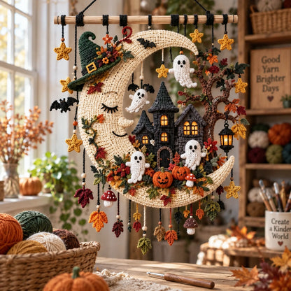 Moonlight Hollow Crochet Wall Hanging Pattern – Halloween Decor