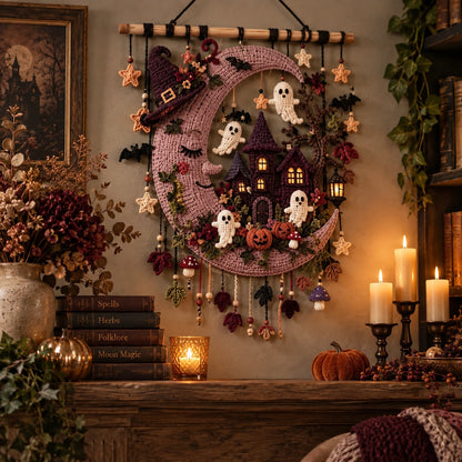 Moonlight Hollow Crochet Wall Hanging Pattern – Halloween Decor