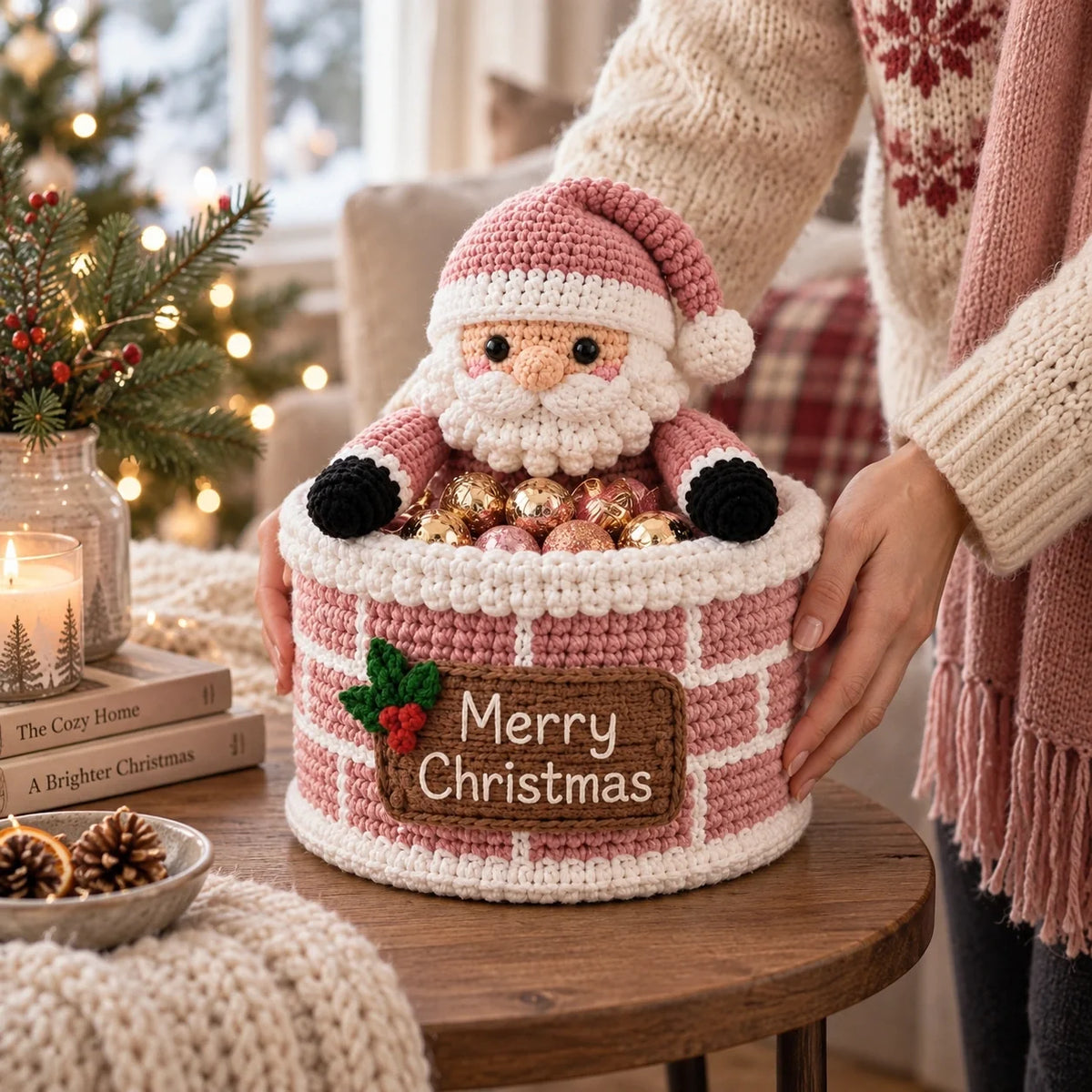 Santa Chimney Crochet Basket Pattern – Christmas Candy Holder