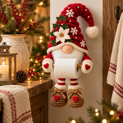 Crochet Christmas Gnome Toilet Paper Holder Pattern