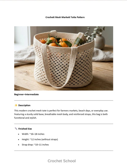 Mesh Market Bag Crochet Pattern – Baby PDF, Newborn-4Y
